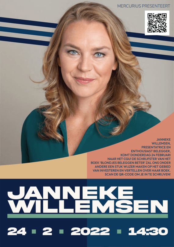 Announcement poster of keynote speaker Janneke Willemsen for school association Mercurius (2022)